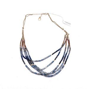 Park Lane Beaded 5-Stand Necklace Gold Tone Lobster Adjustable Singed 22"